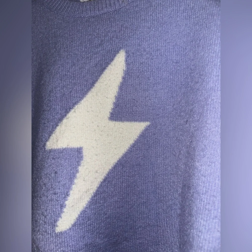 Storia women’s light purple lightning bolt crew neck soft sweater S winter fall - Picture 4 of 7